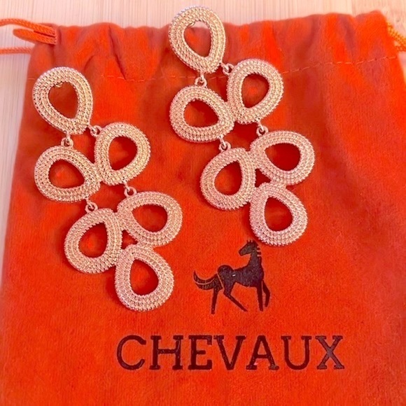 Brand New Chevaux Rose Gold Tone Bold Statement Drop Earrings - Picture 12 of 12